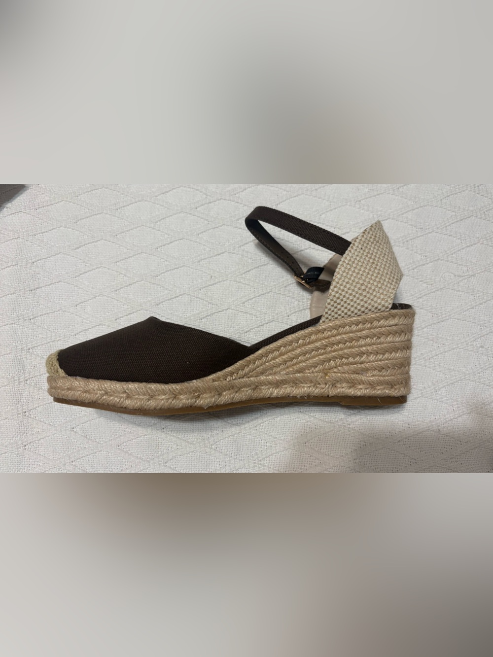 Women's Brown Espadrille Wedge with Cream Slingback